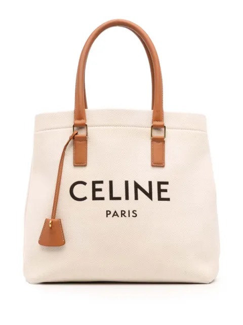 Celine Pre-Owned 2019 Small Canvas Logo Print Horizontal Cabas tote bag