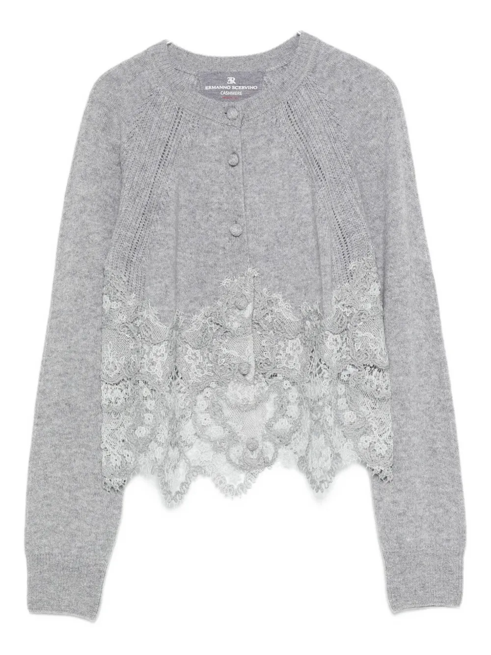 Ermanno Scervino lace-trimmed cardigan - グレー Ermanno Scervino lace-trimmed cardigan - グレー