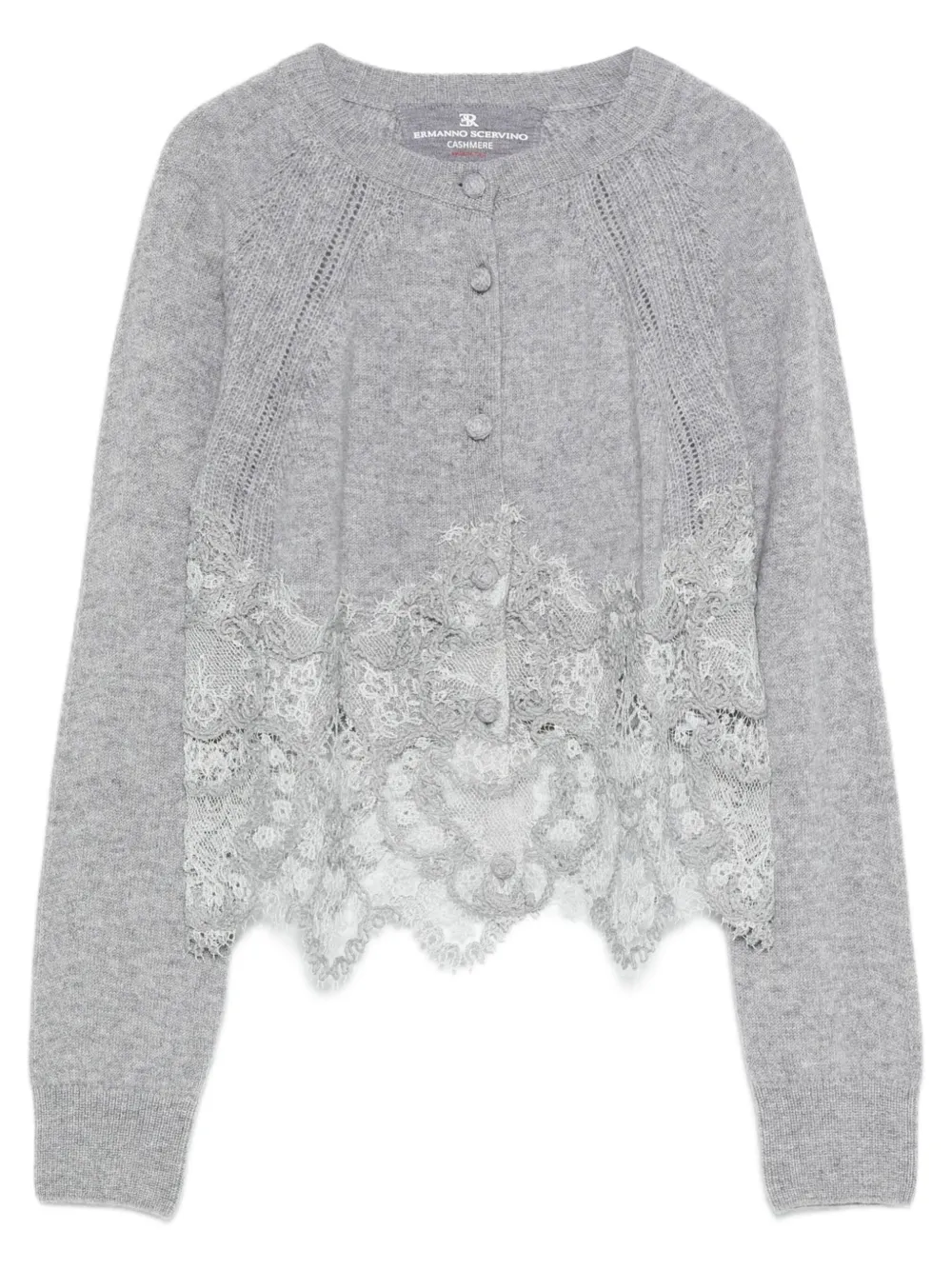 Ermanno Scervino lace-trimmed cardigan | Grey | Image 1