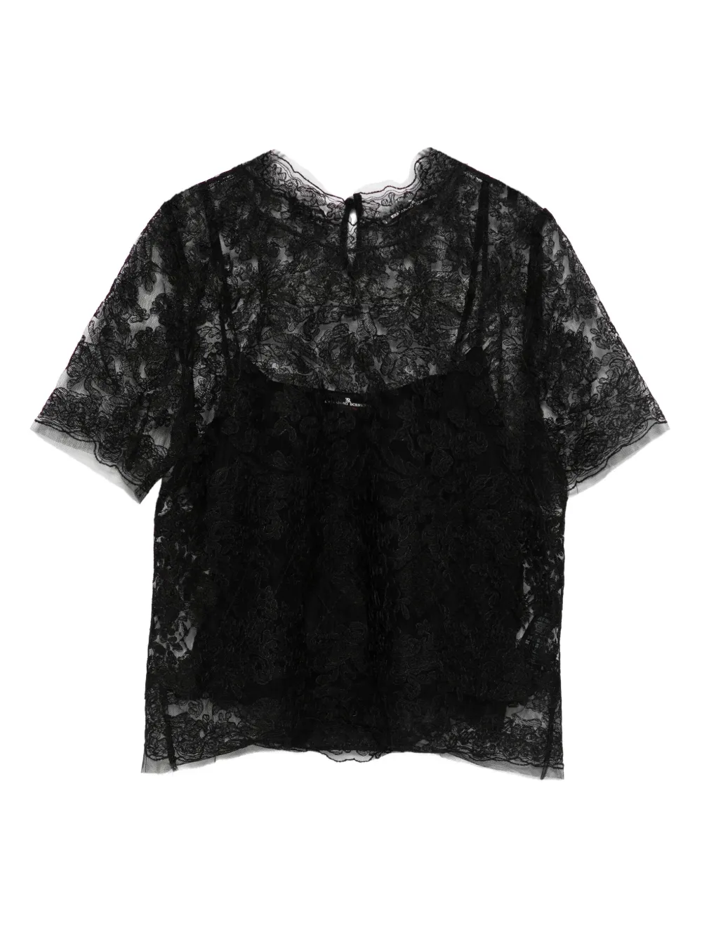 Ermanno Scervino floral-lace short-sleeve top | Black | Image 1