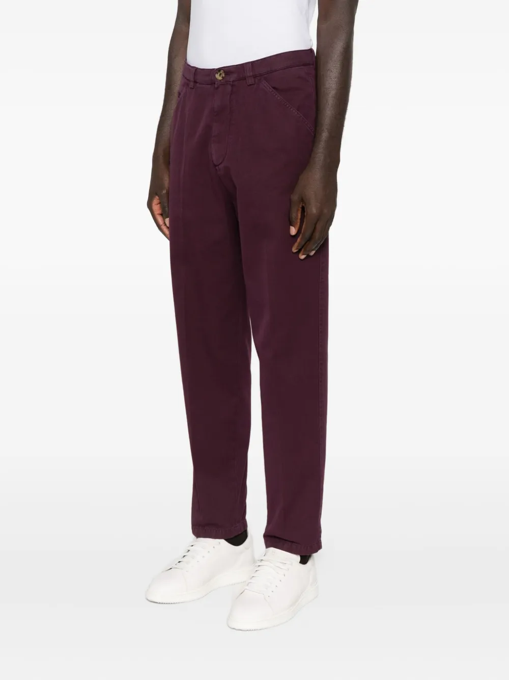 Brunello Cucinelli Cotton Trousers With Side And Back Pockets In Red