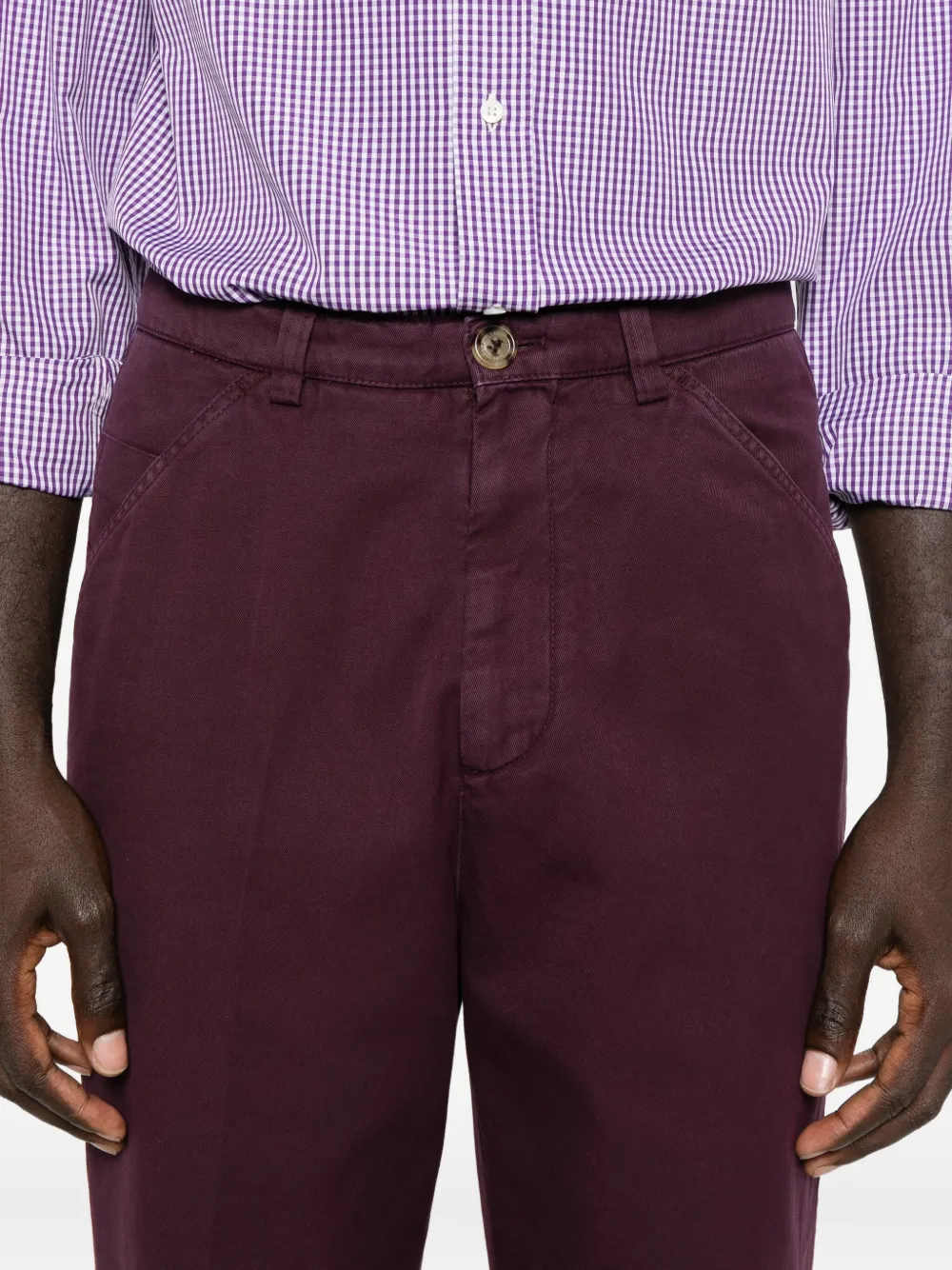 Brunello Cucinelli Cotton Trousers With Side And Back Pockets In Red
