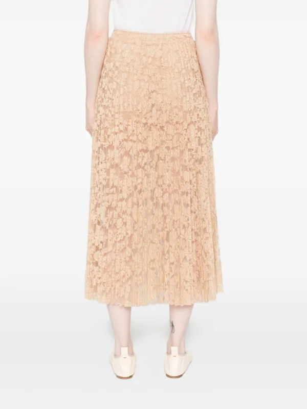 Ermanno Scervino Pleated floral-lace Skirt | Neutrals | FARFETCH