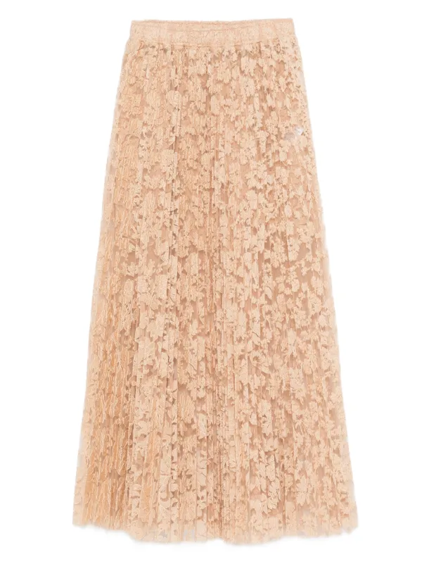 スカート ERMANNO SCERVINO D46EO031EC8_MFA11 Skirts Long skirt Ermanno Scervino Pleated floral-lace Skirt | Neutrals | FARFETCH