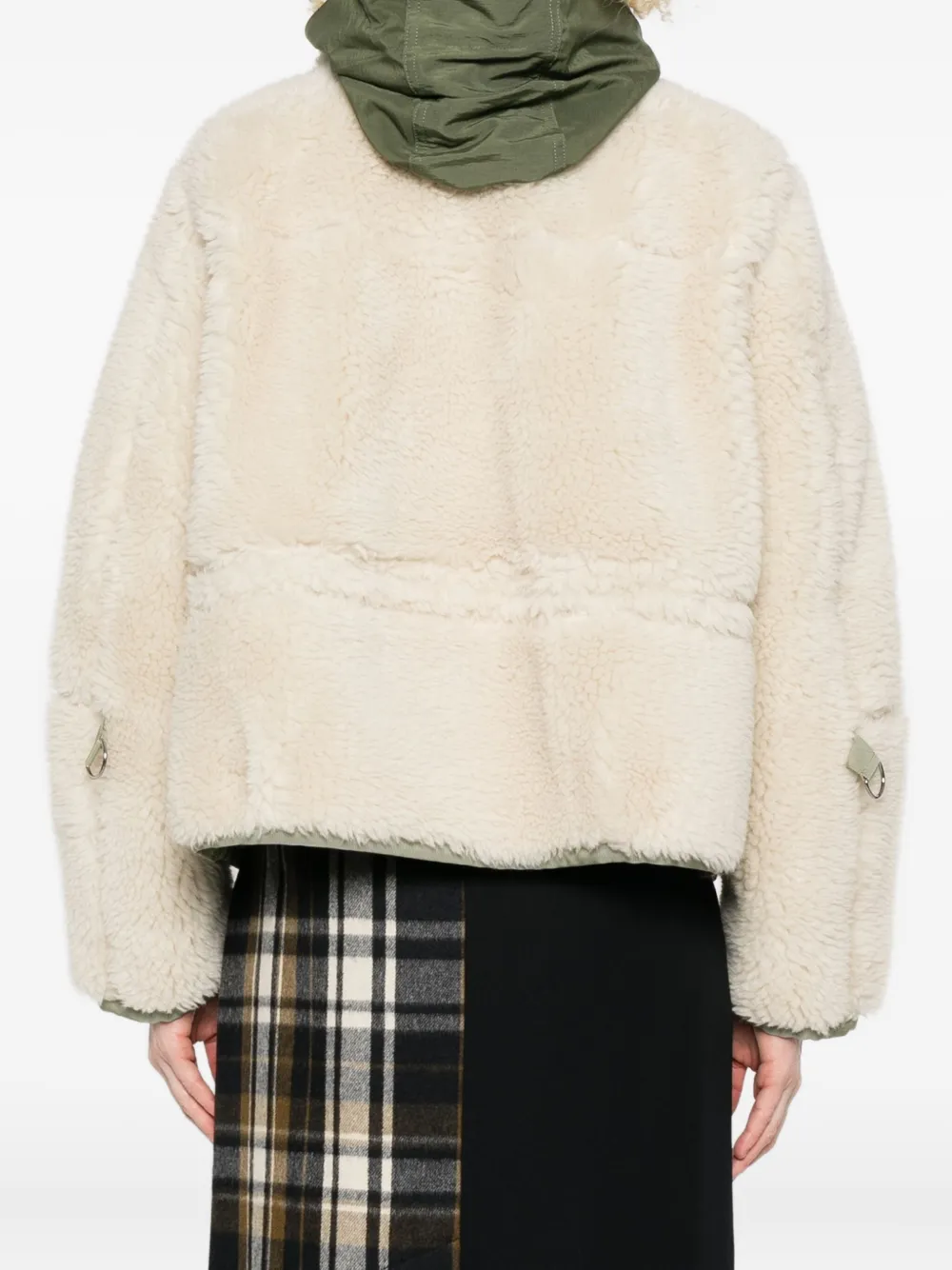 Sacai Eco Shearling And Nylon Jacket In Neutral