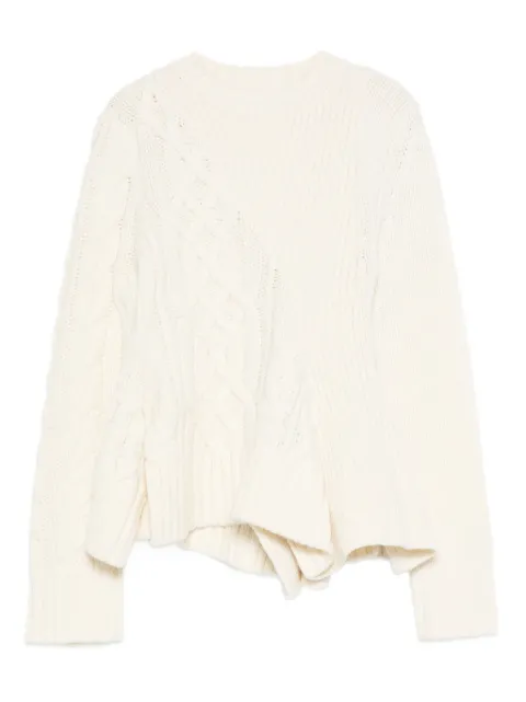 sacai cable-knit ruffled-hem sweater