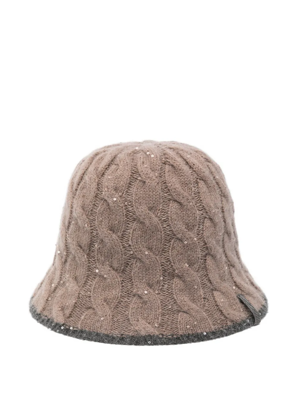 Brunello Cucinelli Cable-knit Sequin Bucket Hat In Brown