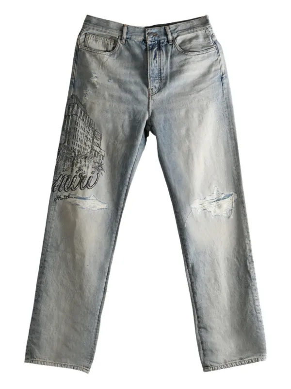 AMIRI Crystal Amiri Hotel Jean Distressed Jeans | ブルー | FARFETCH JP