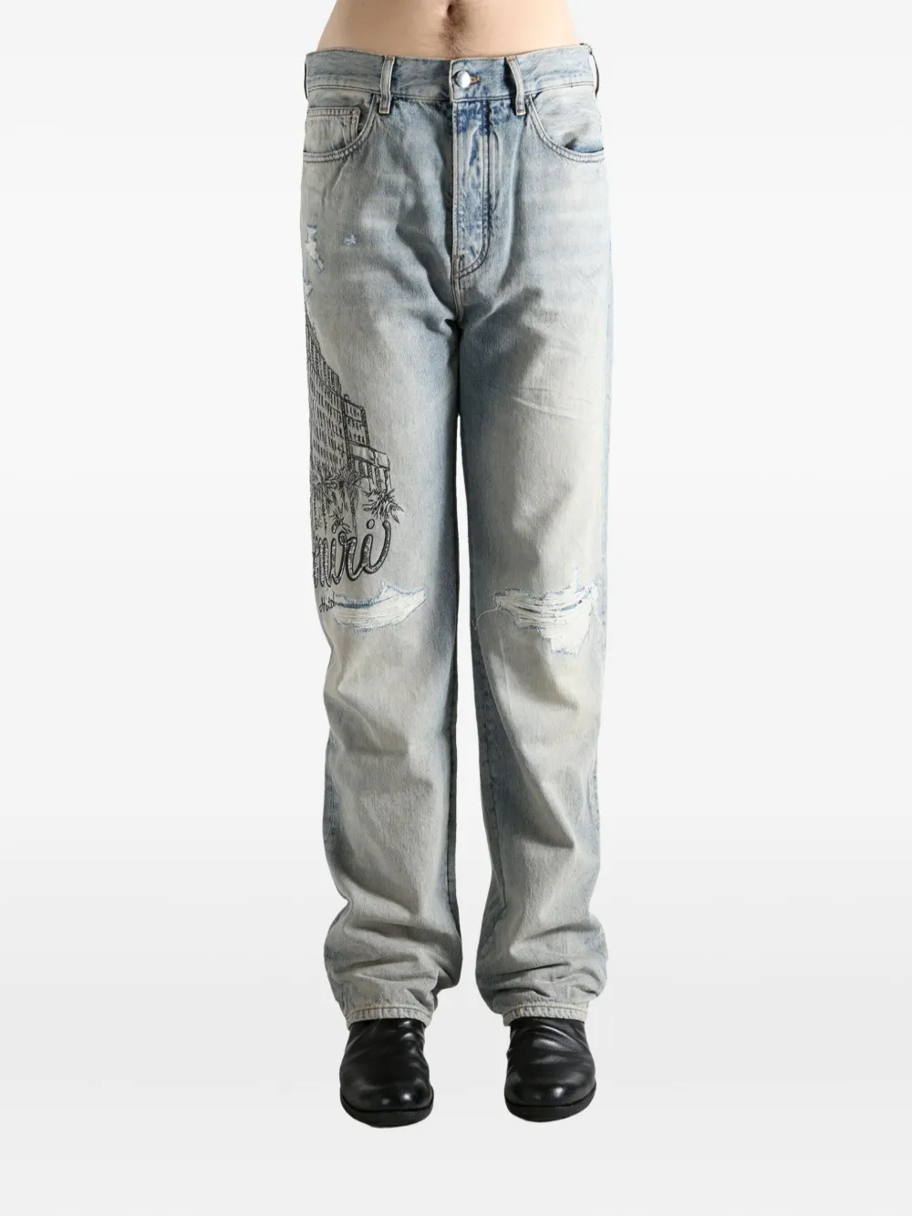 AMIRI Crystal  Hotel Jean distressed jeans - Blauw