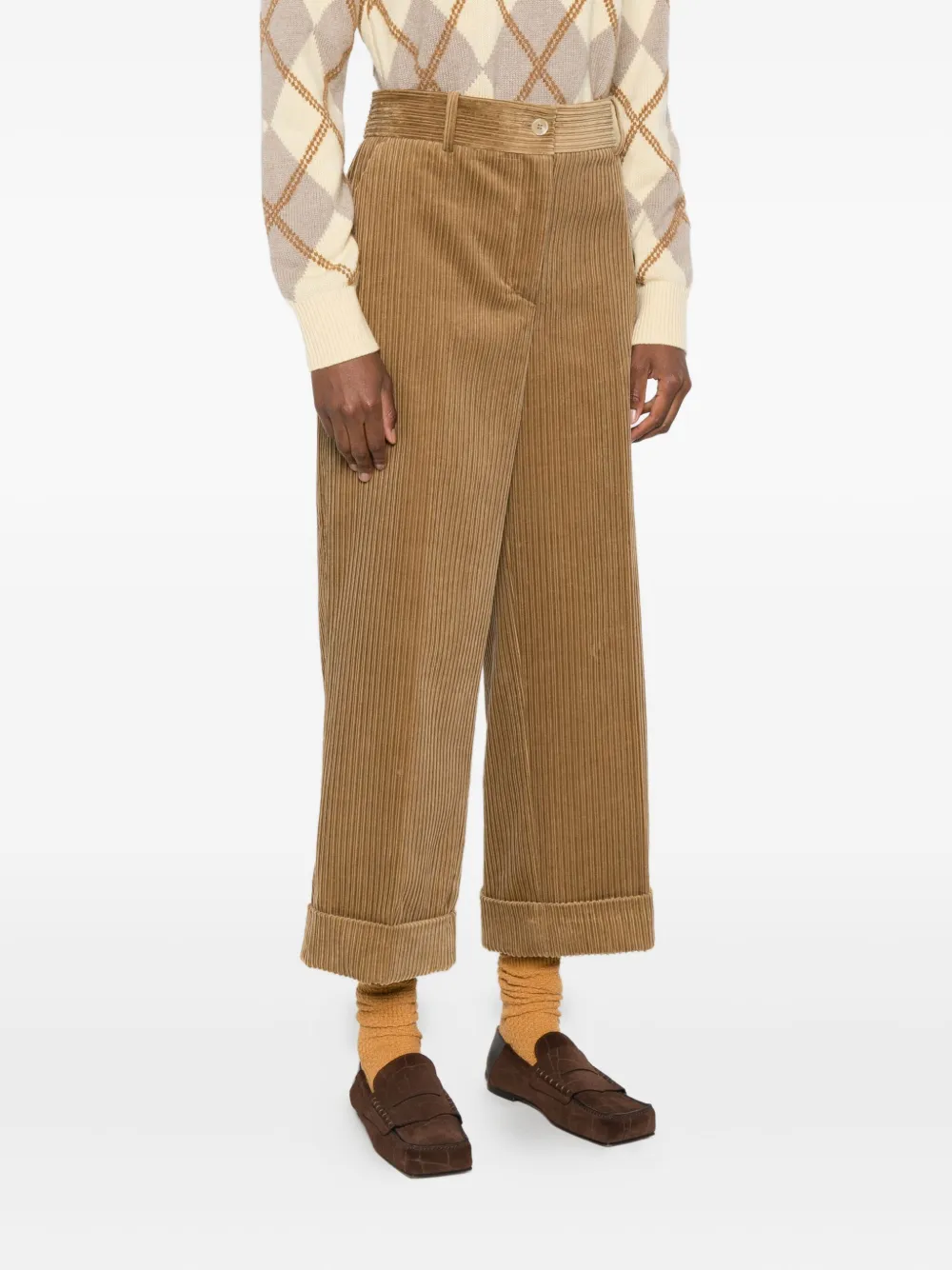 P.a.r.o.s.h Corduroy Cuffed Pants In Brown