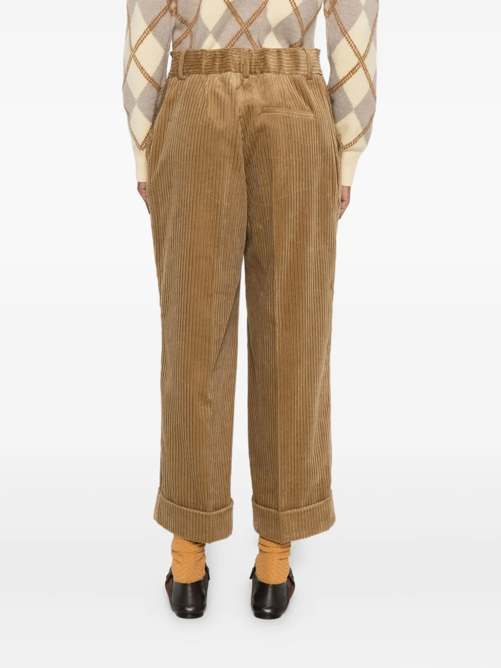 P.a.r.o.s.h Corduroy Cuffed Pants In Brown