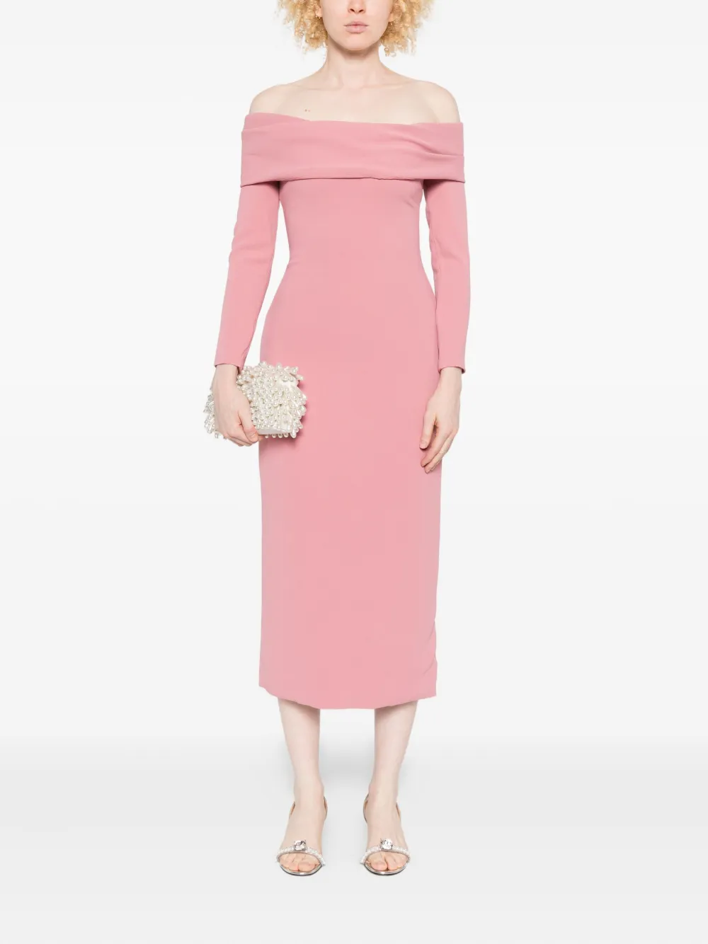 Solace London Yuni off-shoulder draped midi dress | Cocktail & Party Dresses | Image 2
