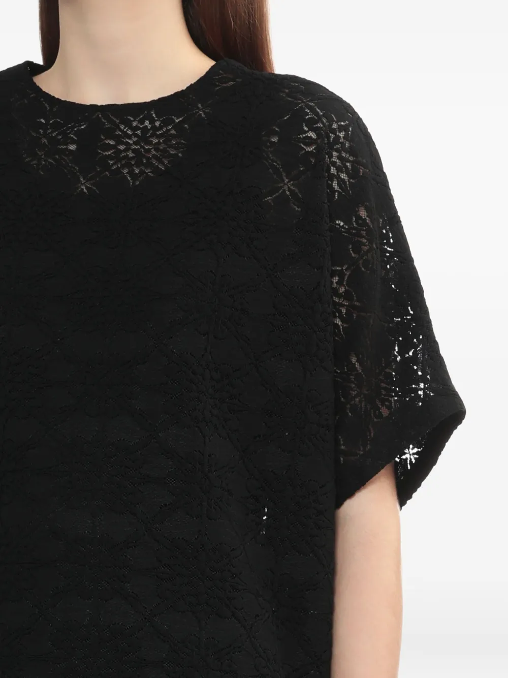 Y's T-shirt met laag van kant 1 BLACK