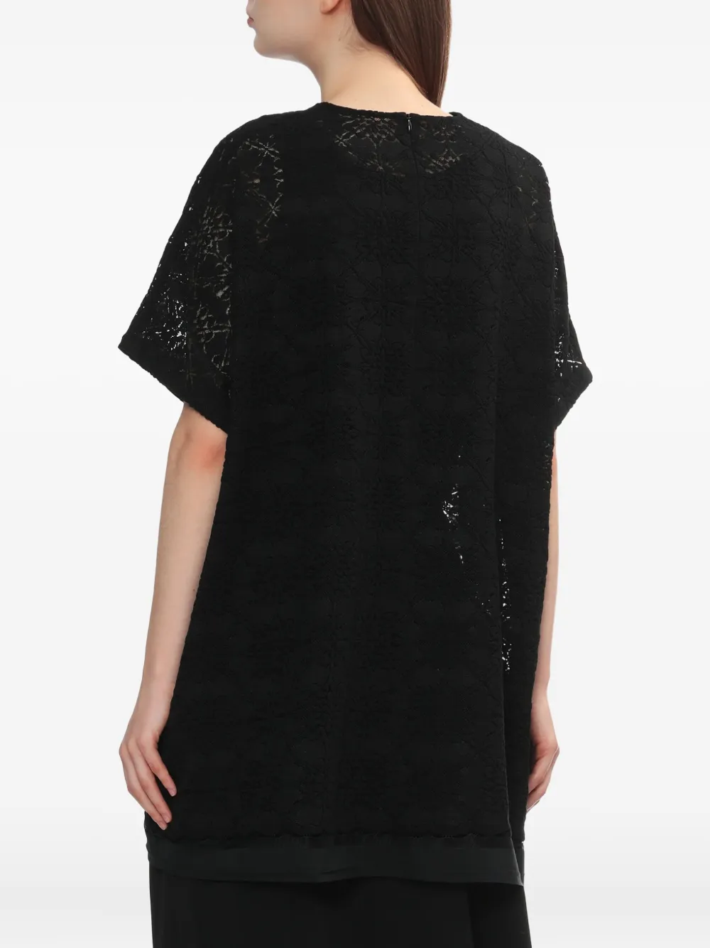 Y's T-shirt met laag van kant 1 BLACK