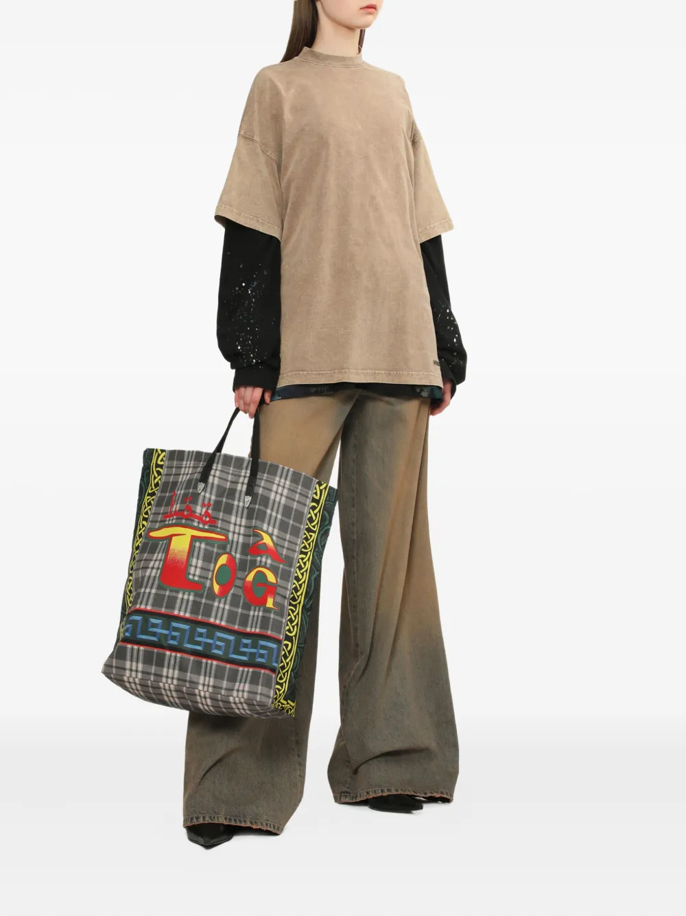 We11 Done Double-layered Acid-wash T-shirt In Brown