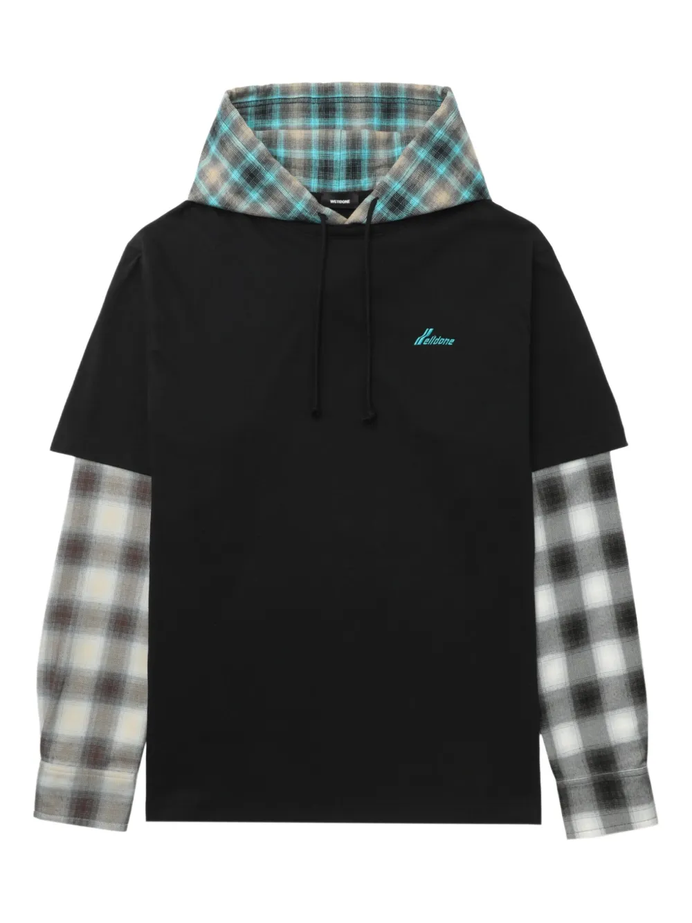 We11done plaid-insert cotton sweatshirt - ブラック We11done plaid-insert cotton sweatshirt - ブラック