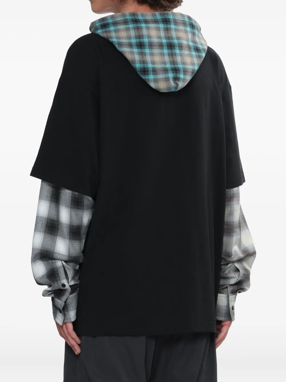 We11 Done Plaid-insert Cotton Sweatshirt In Black