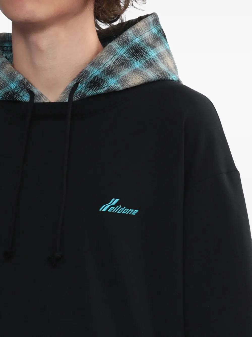 We11 Done Plaid-insert Cotton Sweatshirt In Black