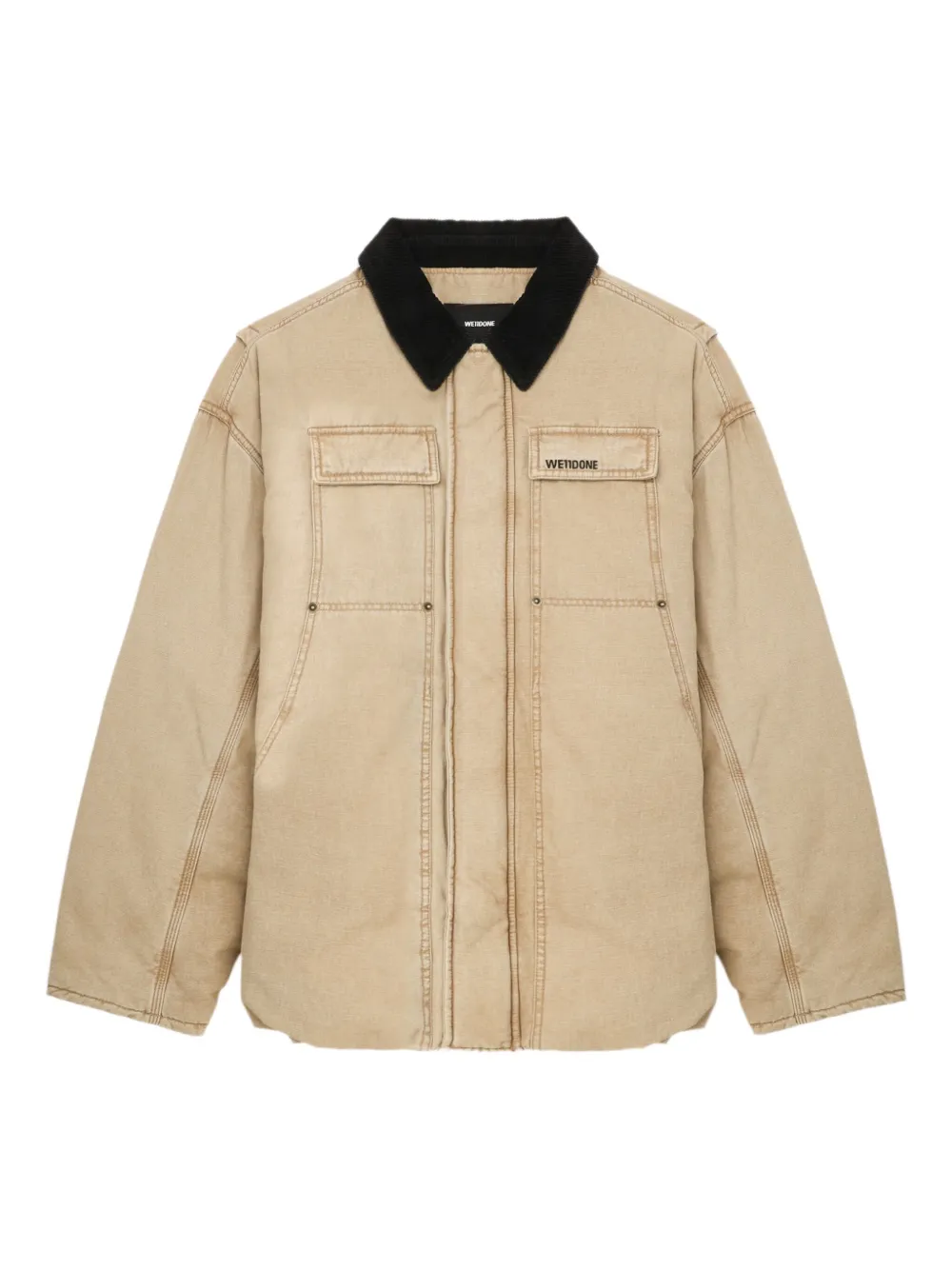 We11 Done Corduroy-collar Cotton Jacket In Neutral