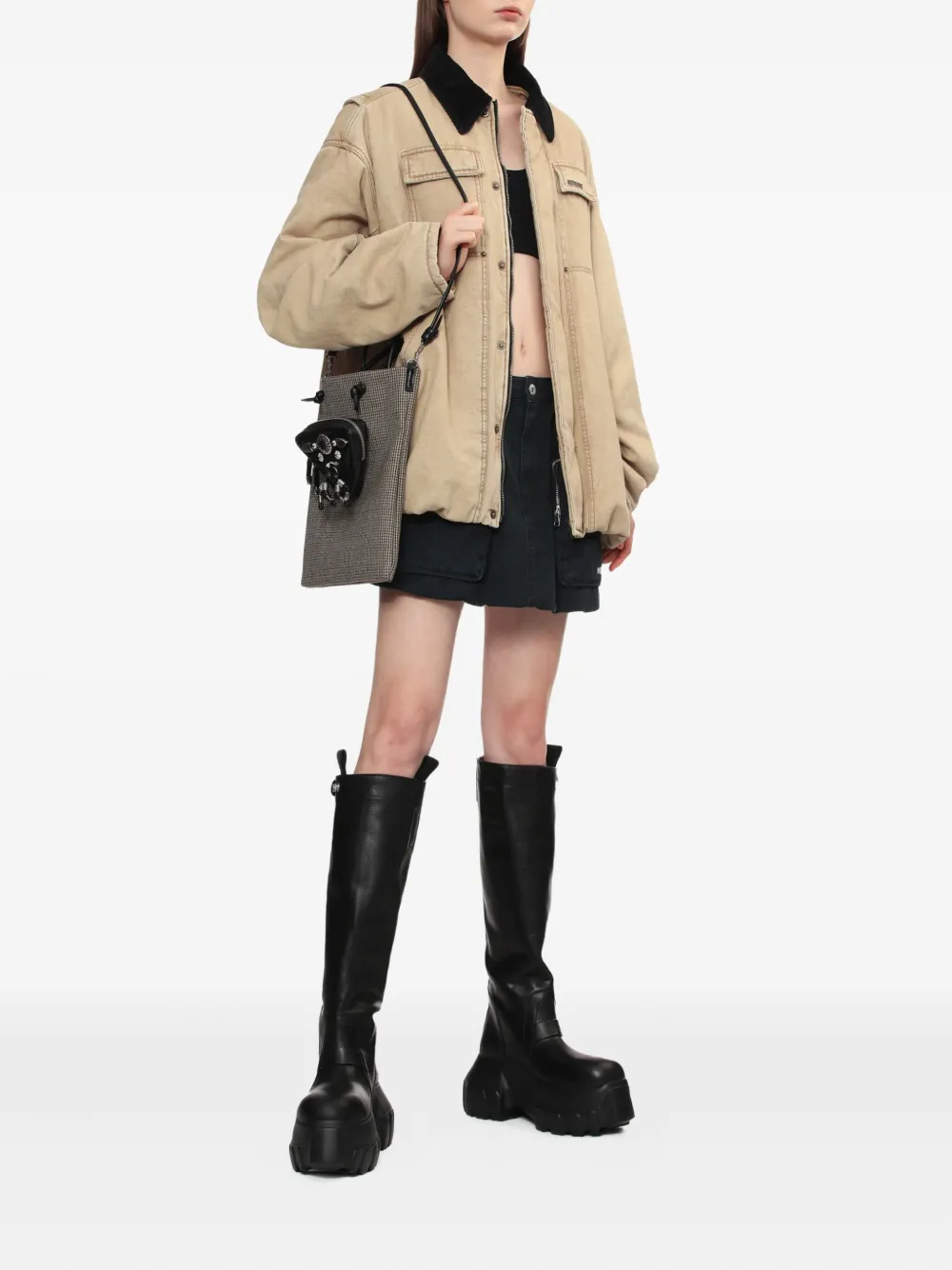 We11 Done Corduroy-collar Cotton Jacket In Neutral
