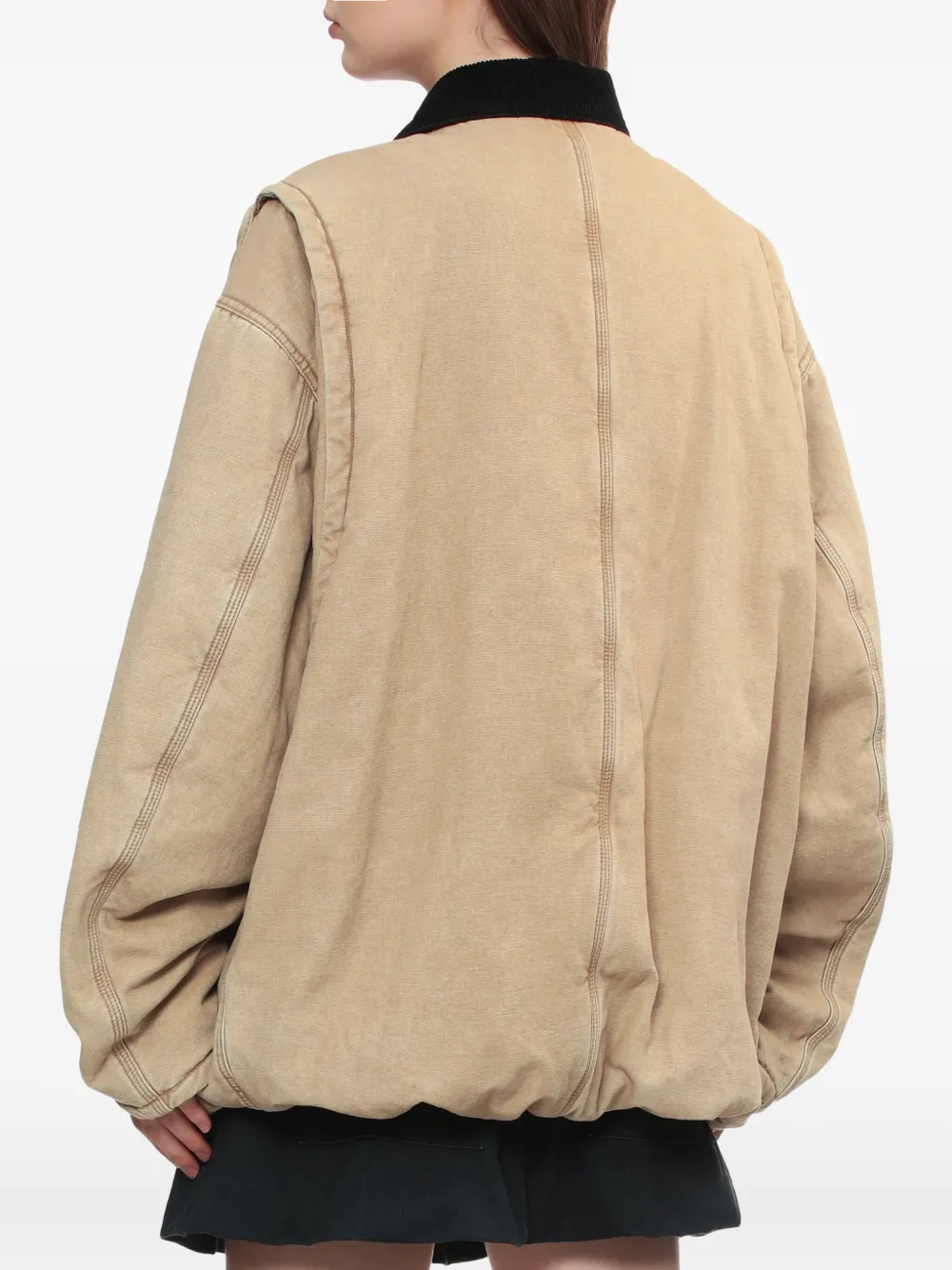 We11 Done Corduroy-collar Cotton Jacket In Neutral