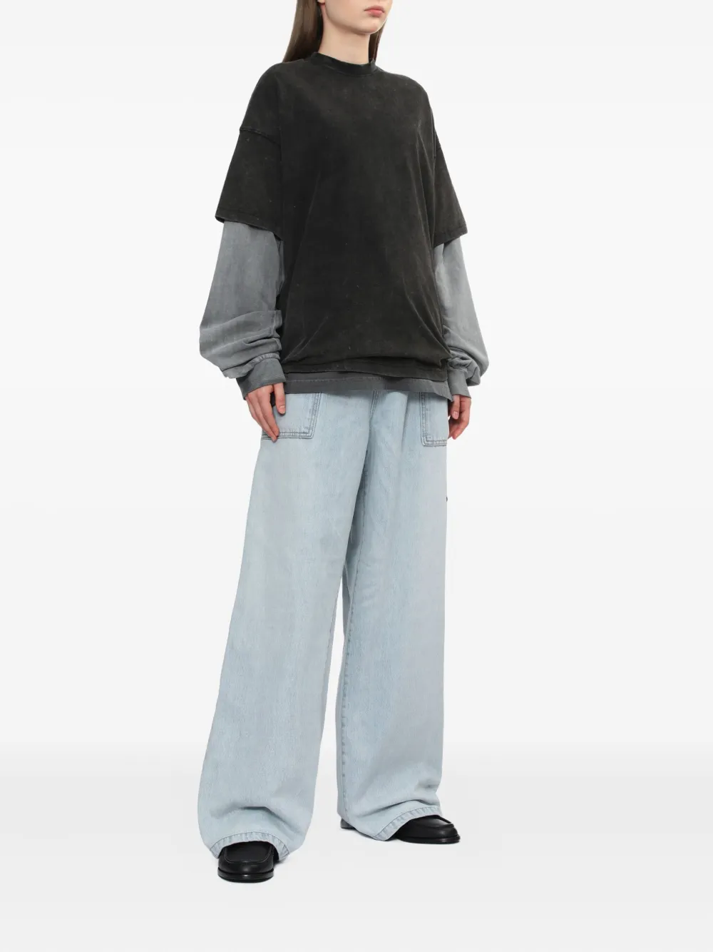 We11 Done Long-sleeve Washed-effect T-shirt In Multi