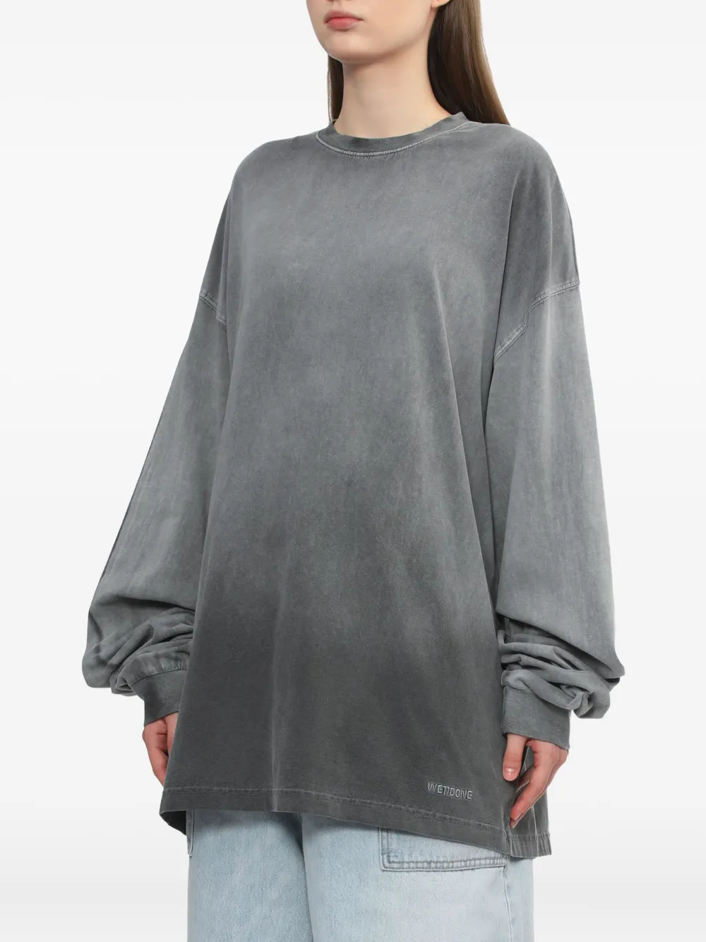 We11 Done Long-sleeve Washed-effect T-shirt In Multi