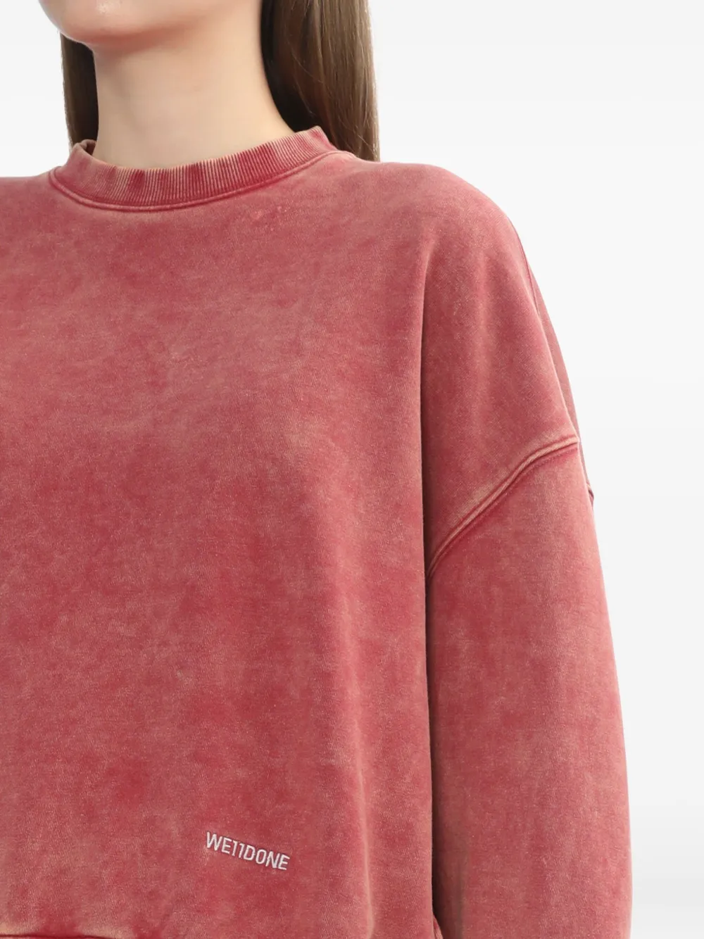We11 Done Acid-wash Sweatshirt In Burgundy