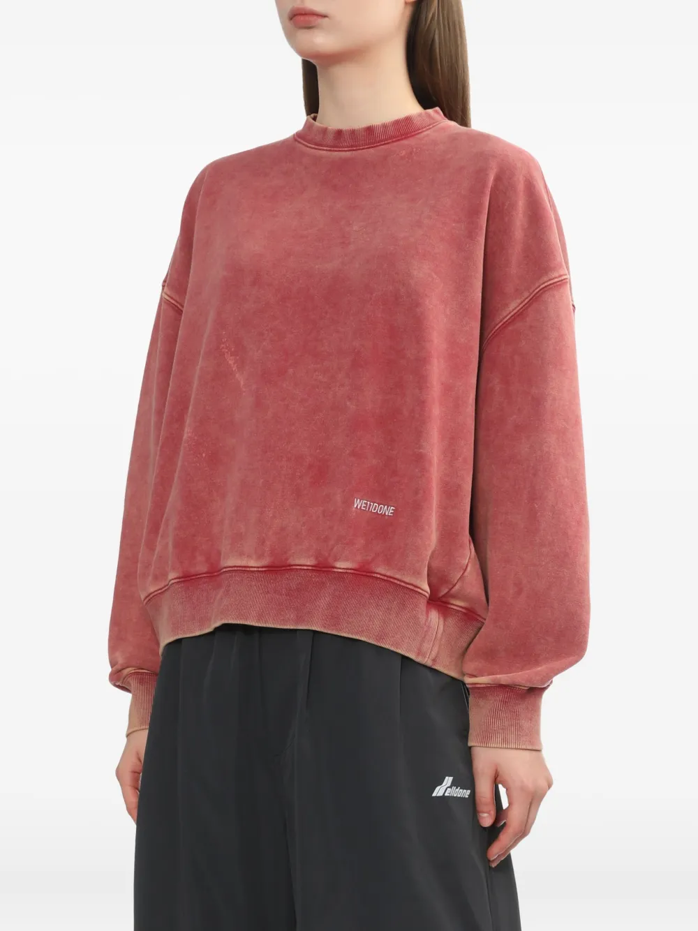 We11 Done Acid-wash Sweatshirt In Burgundy