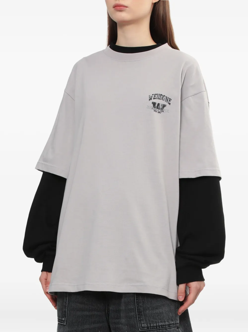 We11 Done Layered Graphic Tee In Gray
