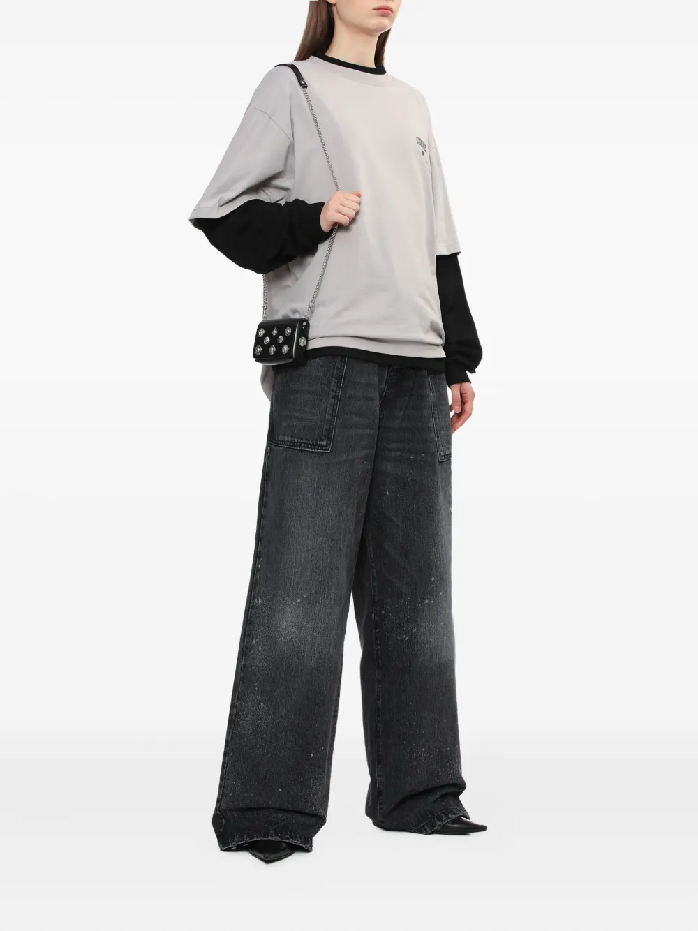 We11 Done Layered Graphic Tee In Gray