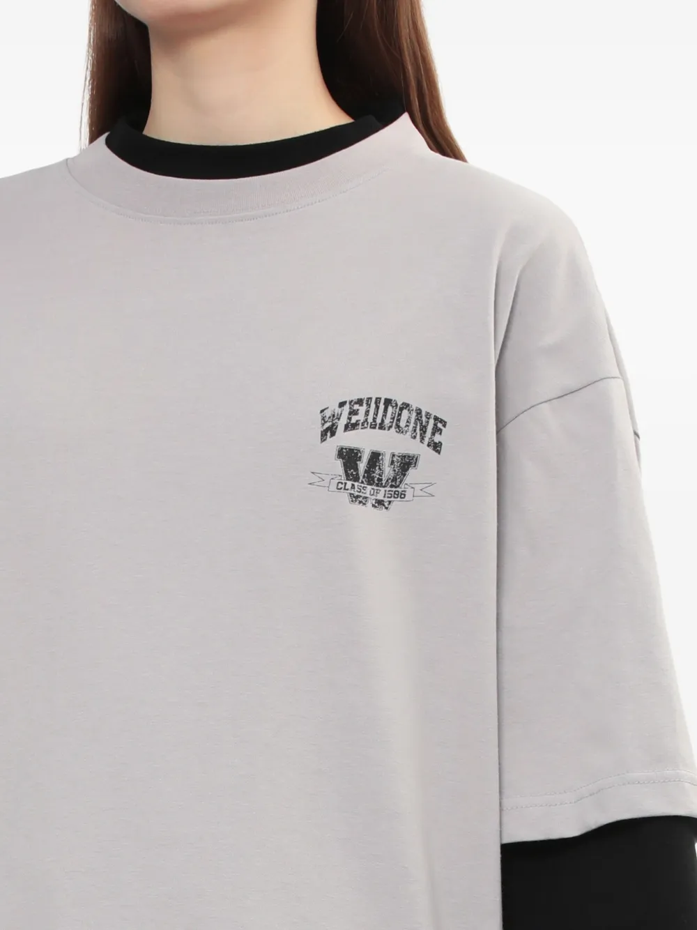 We11 Done Layered Graphic Tee In Gray