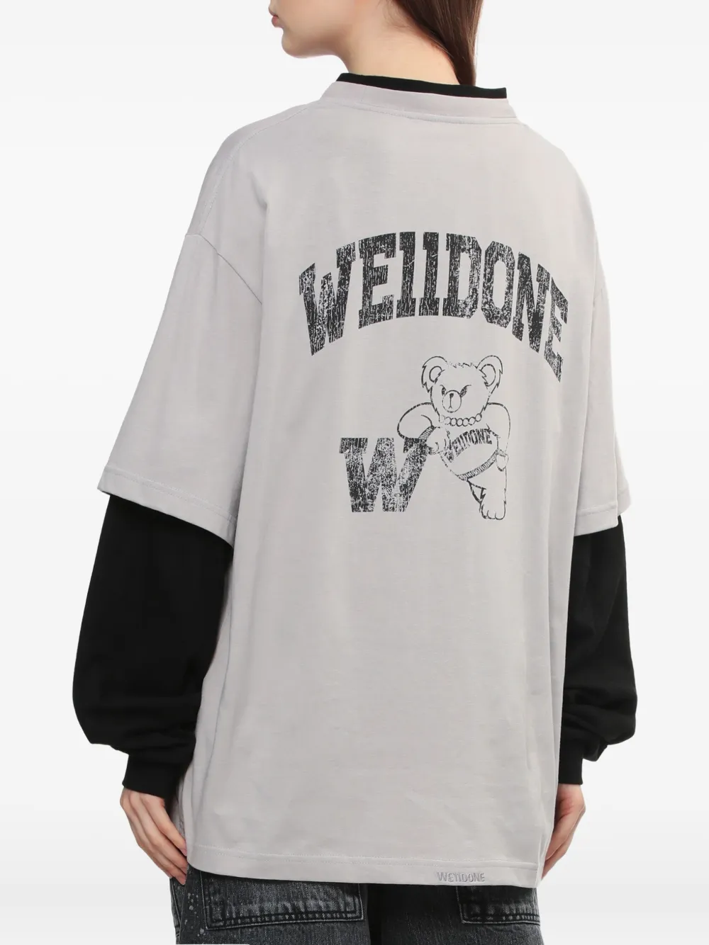 We11 Done Layered Graphic Tee In Gray