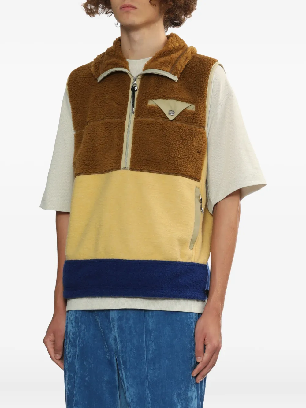 Toga Fleece Jersey Zip Vest In Neutral