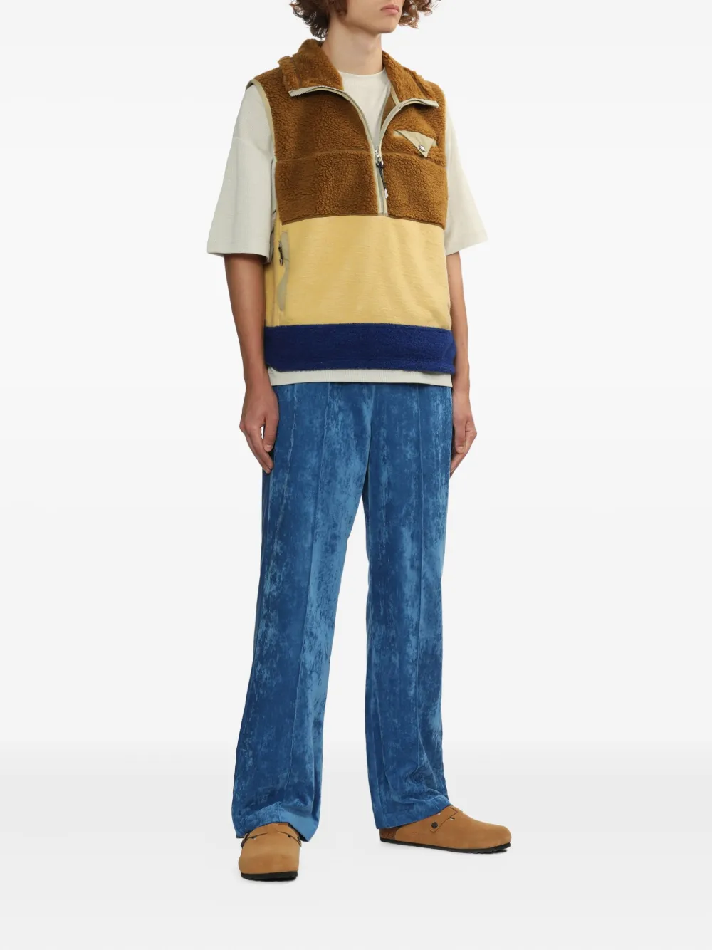 Toga Fleece Jersey Zip Vest In Neutral