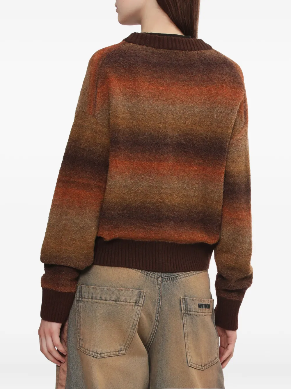 We11 Done Ombre-striped Cardigan In Brown