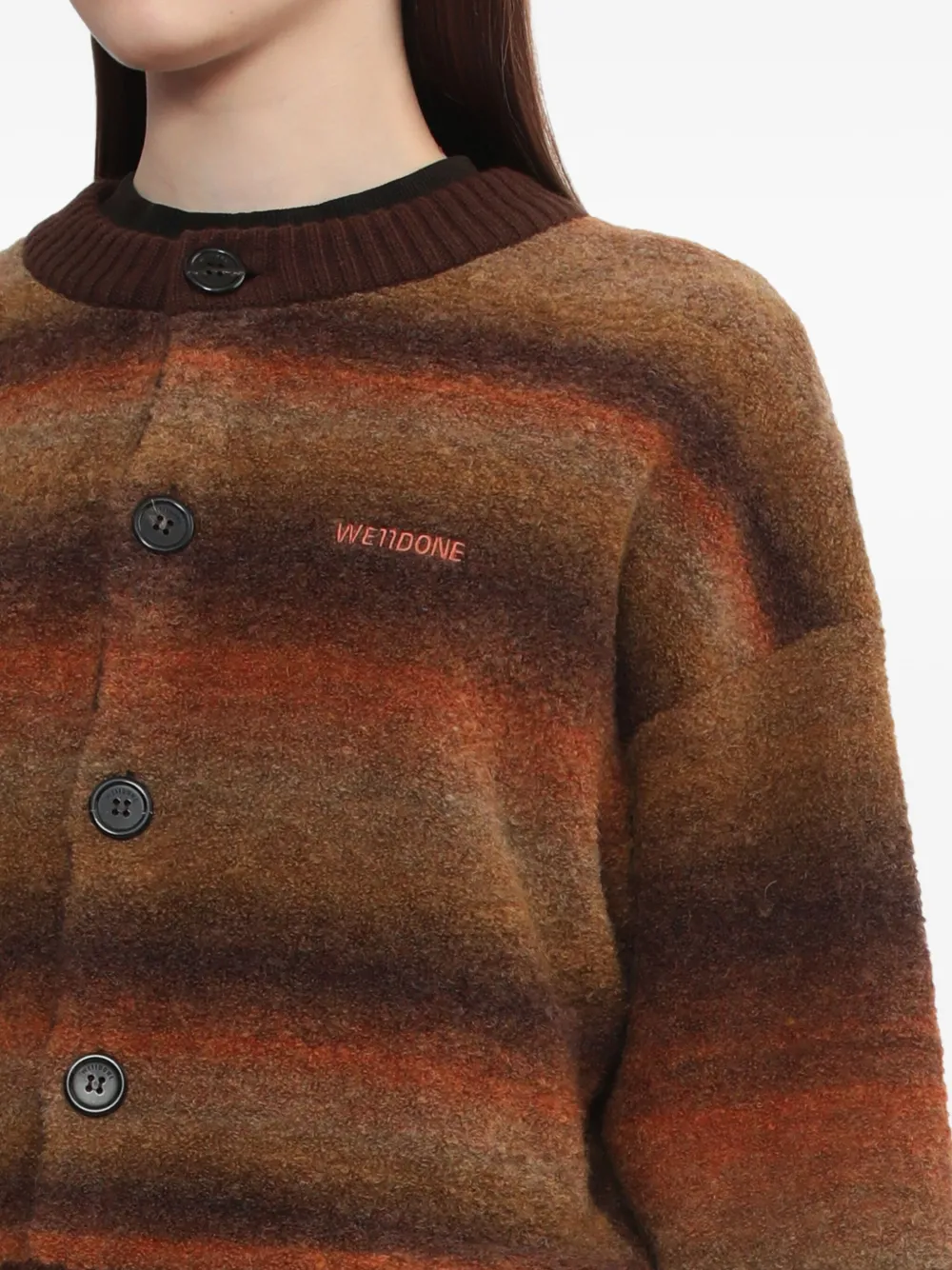 We11 Done Ombre-striped Cardigan In Brown