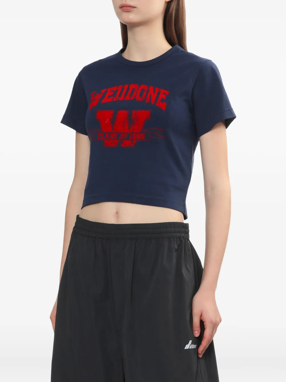 We11 Done Red-number Cropp Top In Blue