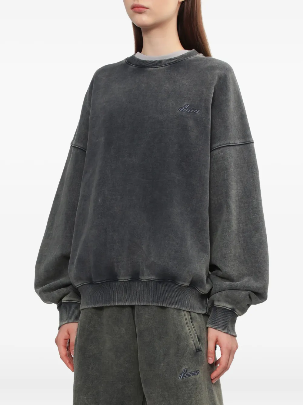 We11 Done Embroidered Crew-neck Sweatshirt In Gray