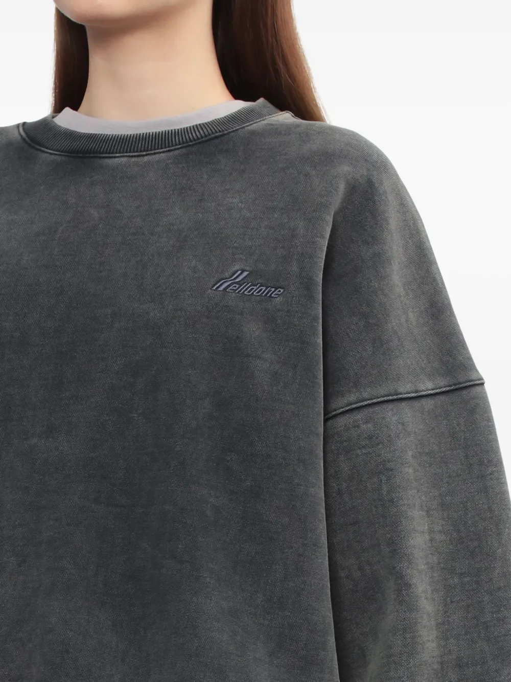 We11 Done Embroidered Crew-neck Sweatshirt In Gray
