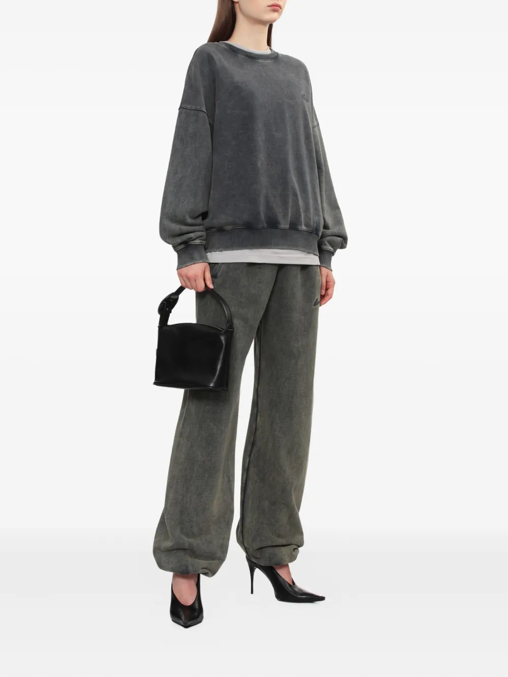 We11 Done Embroidered Crew-neck Sweatshirt In Gray