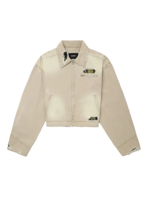 We11done frayed plaid-panel jacket