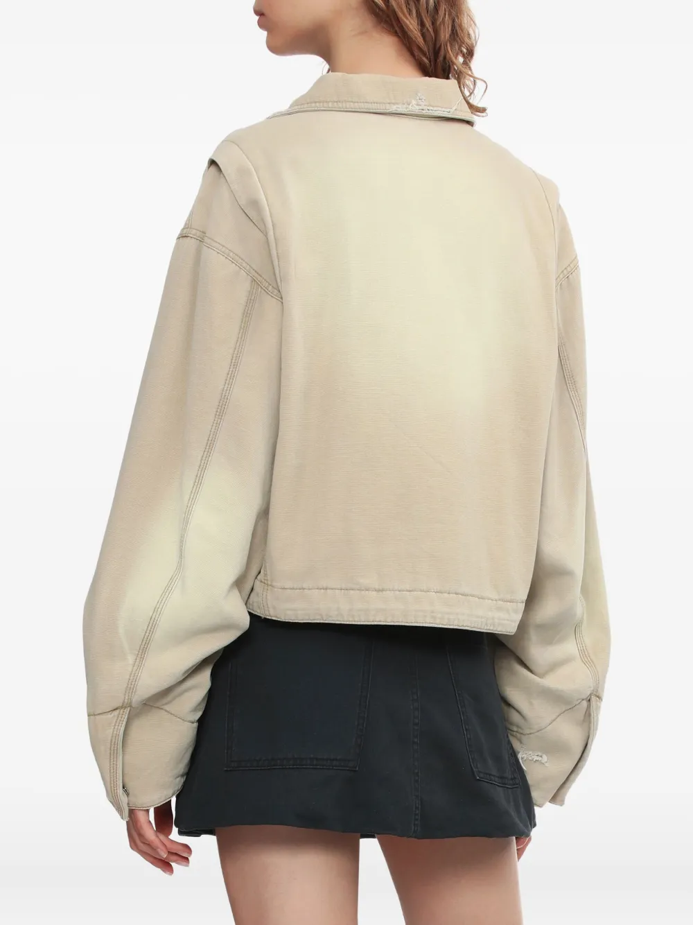 We11 Done Frayed Plaid-panel Jacket In Neutral