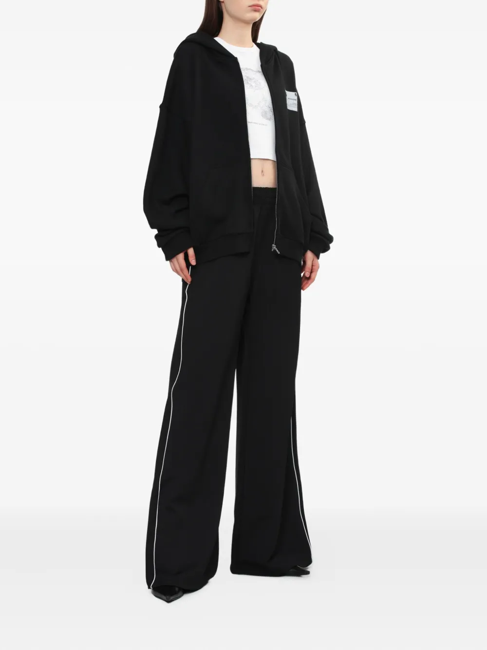 We11done side-stripe trousers - Zwart
