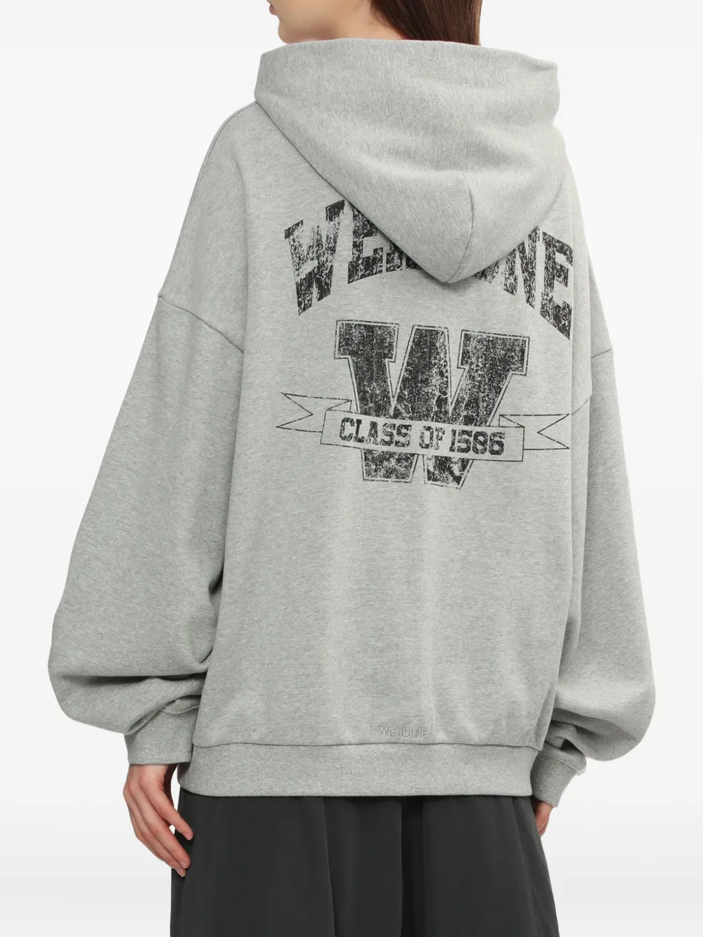 We11 Done Zip-up Logo Hoodie In Gray