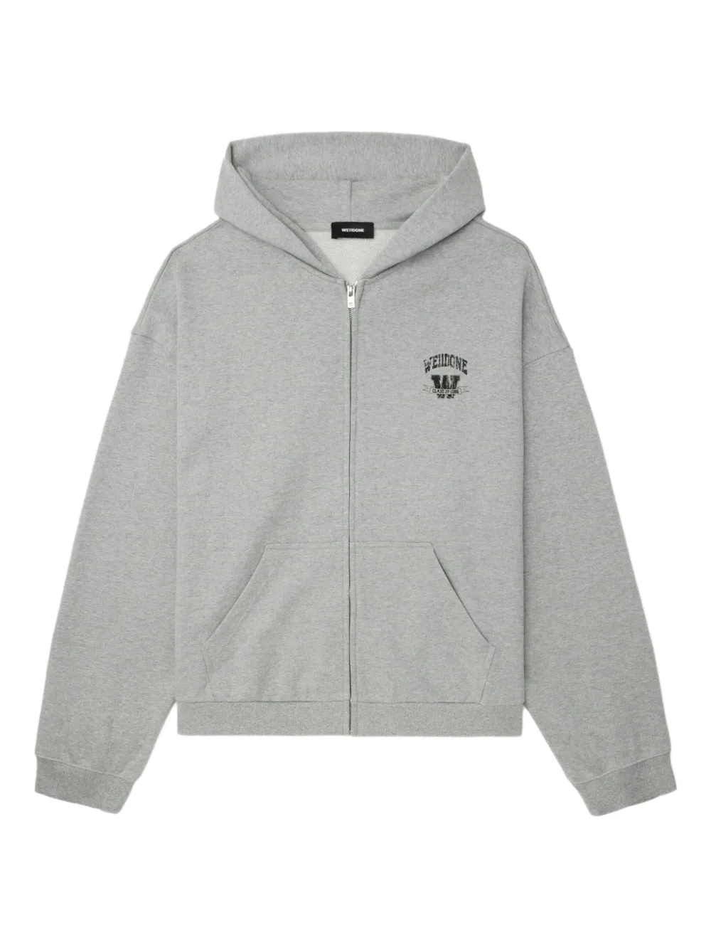 We11 Done Zip-up Logo Hoodie In Gray