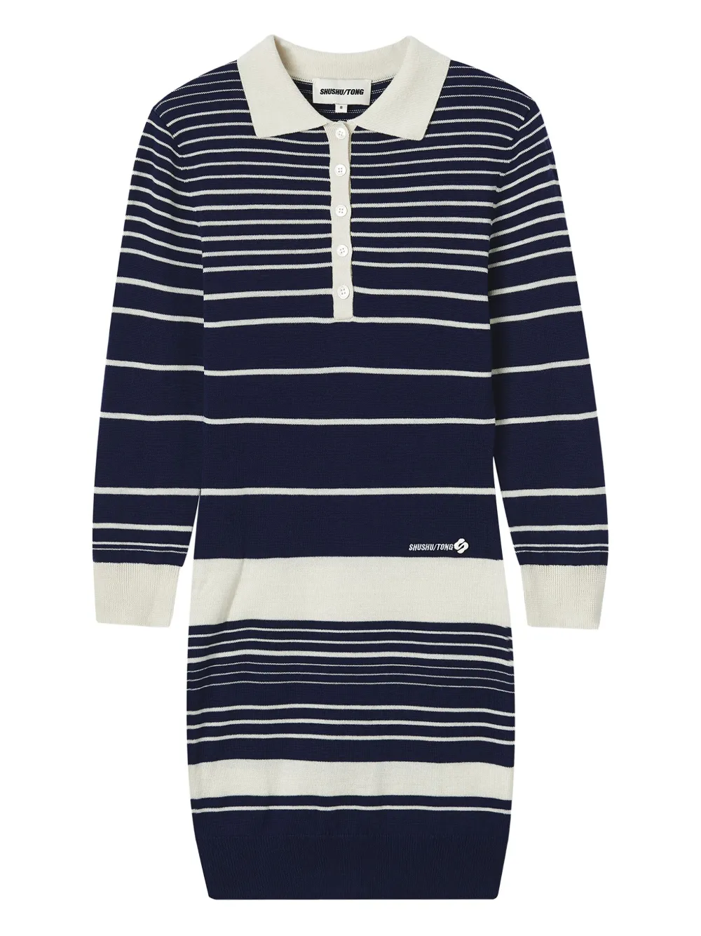 Shushu-tong Striped Polo Dress In Black