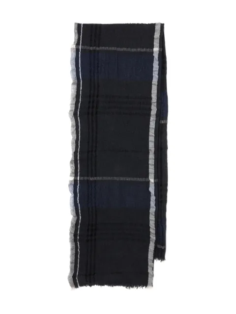 Y's checked frayed-edge scarf