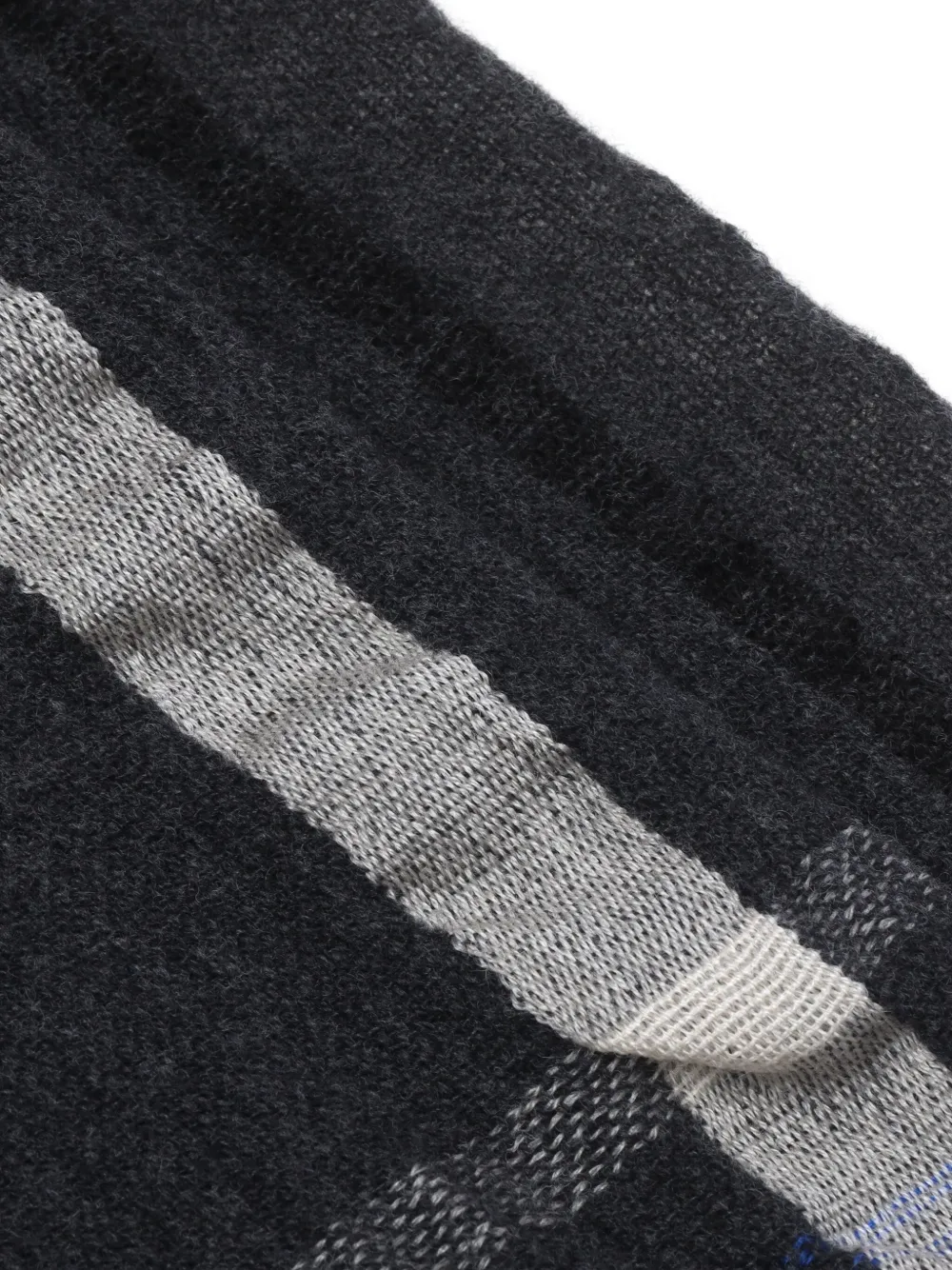 Y's Checked Frayed-edge Scarf In Gray