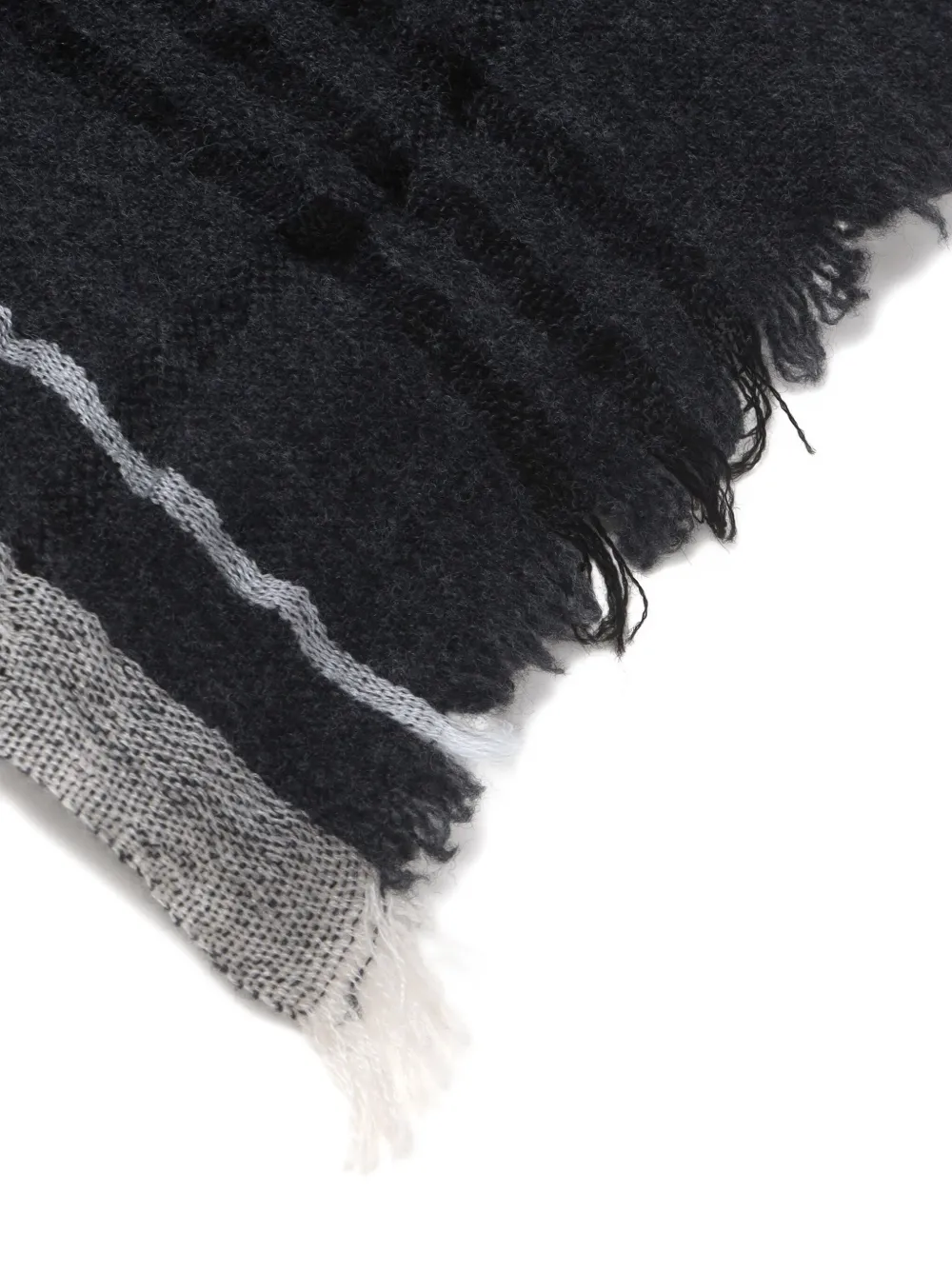 Y's Checked Frayed-edge Scarf In Gray